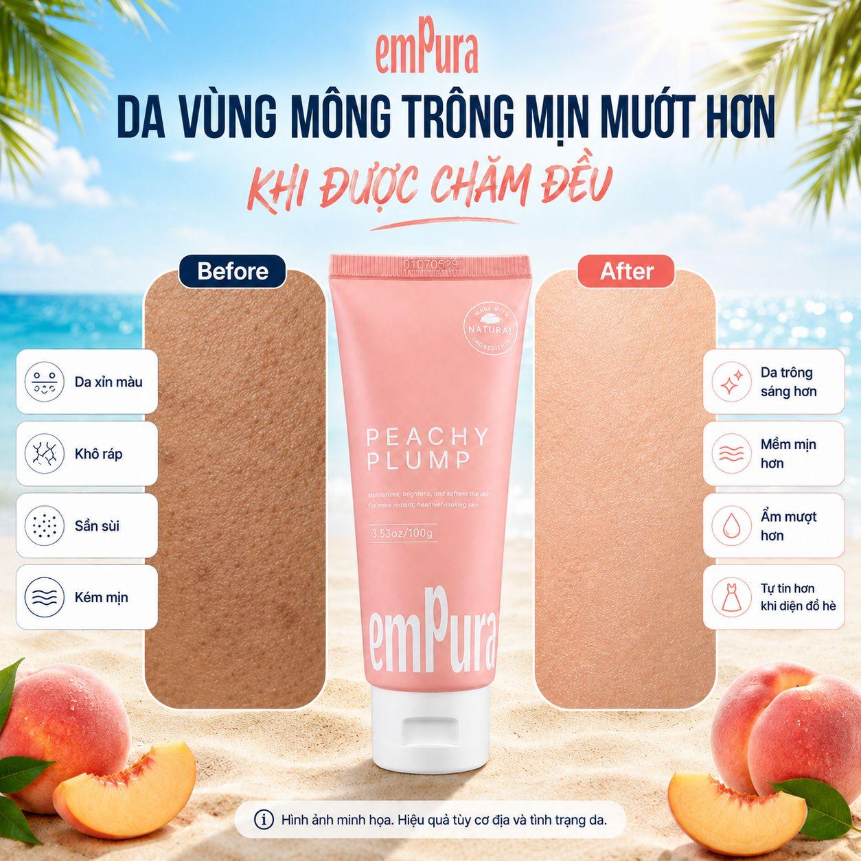 Kem Dưỡng Mờ Thâm Nách, V3 - Peachy Plump 100g EMPURA - ảnh phụ 1
