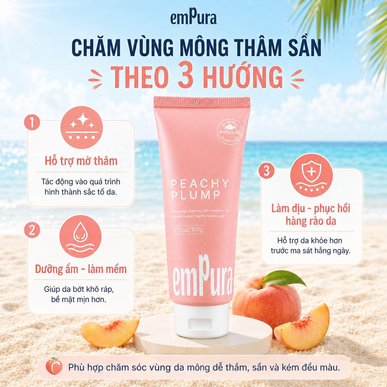 Kem Dưỡng Mờ Thâm Nách, V3 - Peachy Plump 100g EMPURA - ảnh phụ 2