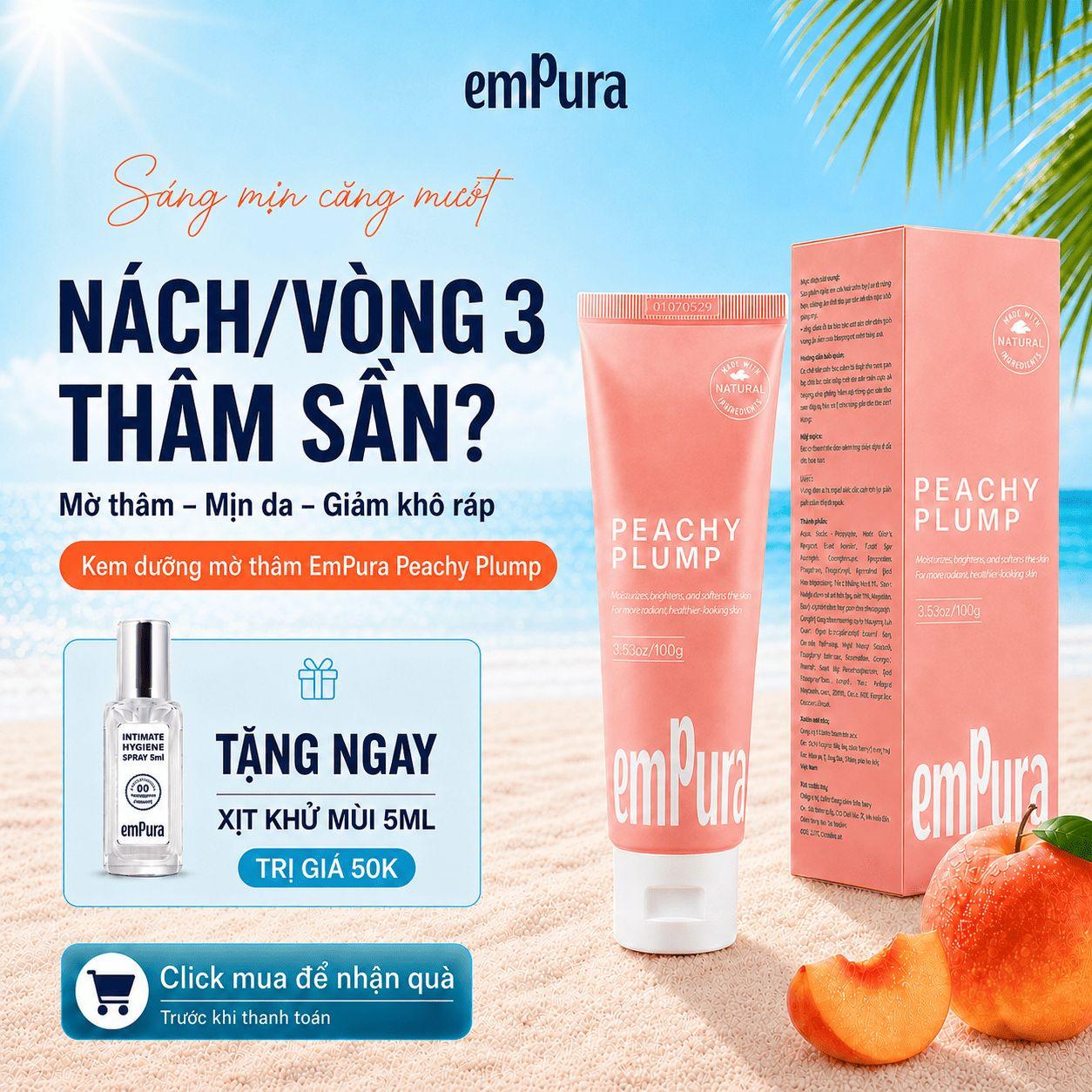 Kem Dưỡng Mờ Thâm Nách, V3 - Peachy Plump 100g EMPURA